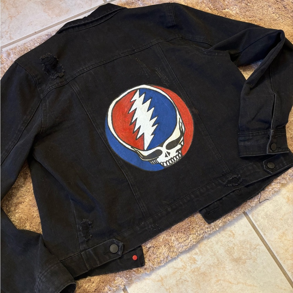Hand Painted Grateful Dead Stealie Denim Jacket